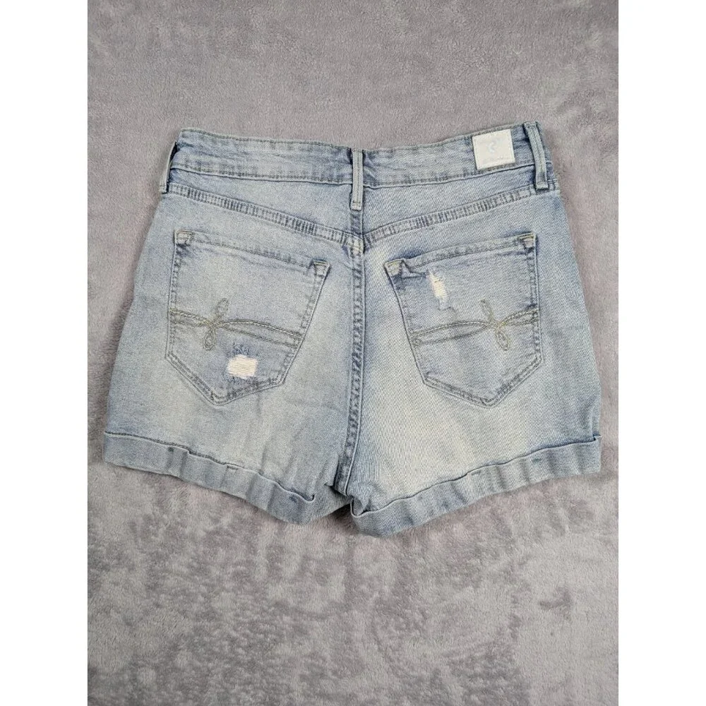 Levis Denizen Denim Mom Shorts Womens Size 3 26 Light Wash Distressed Cuffed Hem - Picture 9 of 10